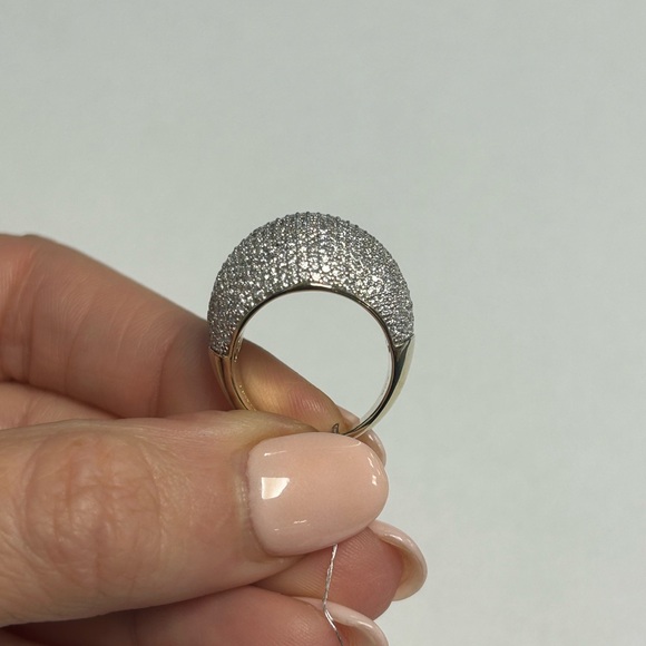 Suzy Levian Yellow Sterling Silver White CZ Pave Dome Ring NWT - Picture 3 of 7